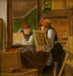 Draft for A Young Artist Examining a Sketch in a Mirror