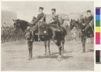 Emperor Franz Joseph I and Czar Nicholas II at the Parade on the Champ-de-Mars in St. Petersburg