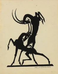 Fighting Goats, c.1920