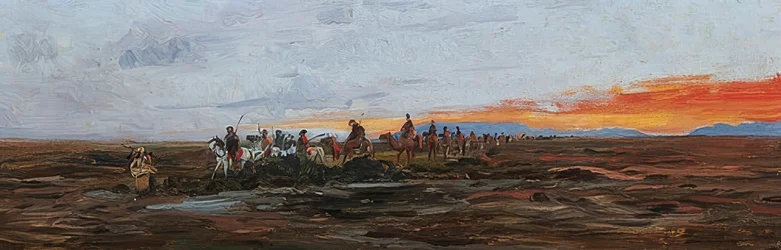 Caravan in Evening Light at the Watering Place