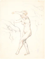 Sheet with Three Studies of a Nude Dancing Woman