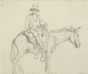 Boy Sitting Sideways on a Donkey