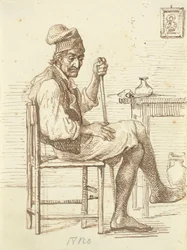 Old Italian Fisherman Sitting in a Room