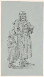 Old Swedish Woman and Little Girl