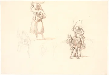 Italian Woman with Basket on Her Head, a Donkey Rider, etc.