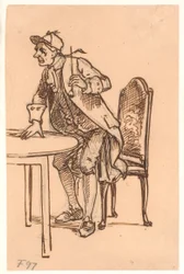 Man with Cap and Pipe Rising (Arguing?) at a Table