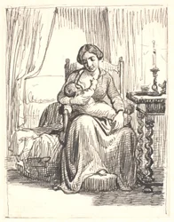 Mother with Nursing Child, Lit Candle on the Right