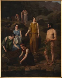 Nausicaa Bringing Clothes to the Shipwrecked Odysseus