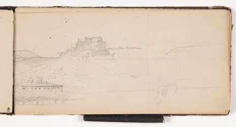 View Towards a Town in an Italian Mountain Landscape