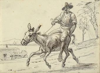 Young Man Riding a Donkey