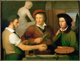 Self-Portrait of Schadow with His Brother Rudolf and the Sculptor Bertel Thorvaldsen