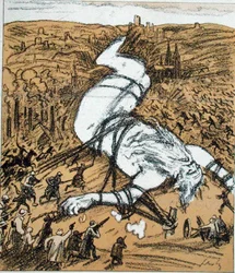 Father Rhine, Caricature of the Ruhr Occupation by the French, from 