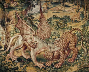 A Griffin and Panther Fighting
