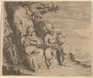 Peasant Couple Sitting under a Tree