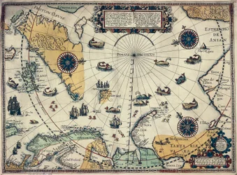 Map of polar regions, by Dutch cartographer Willem Janszoon Blaeu