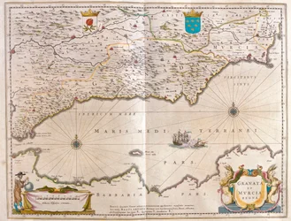 Straits of Gibraltar to Alicante as far inland as the Guadalquivir valley and Seville and the coast of North Africa, in 