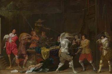Soldiers fighting over Booty in a Barn, c.1623