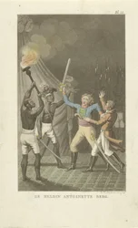 Two Figures with Swords by Two Black Men