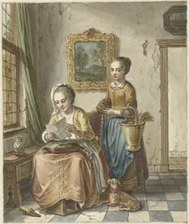 Seated Woman with Maid, Reading a Letter
