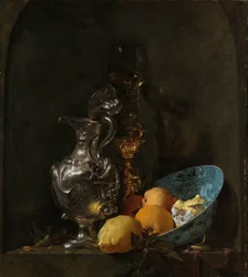 Still Life with a Silver Jug and a Porcelain Bowl