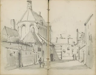 Village Street with a Church and Figures