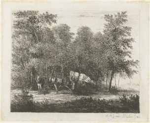 Landscape with Man by a Loaded Cart and Harnessed Horse