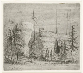Rocky Landscape with Pine Trees, the So-Called Teufelkanzel (Teufelkantzel Baxen)