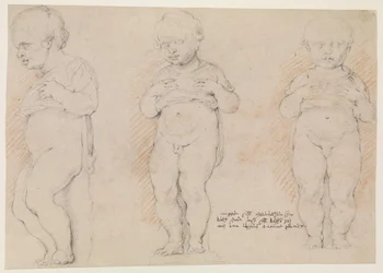 Small Boy. Three Studies after an Antique Sculpture; Left Side View, Front View Half Turned to the Left, and Front View