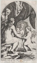 Venus Before a Mirror Held by Cupid While Her Hair is Combed by an Old Woman, 1631