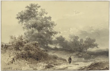 Landscape with Thicket and a Figure on a Country Road