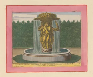 Fountain with a Statue of Three Musicians Carrying a Bowl Above Their Heads