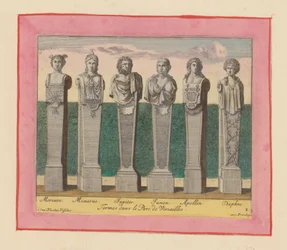 Herms of Mercury, Minerva, Jupiter, Juno, Apollo and Daphne
