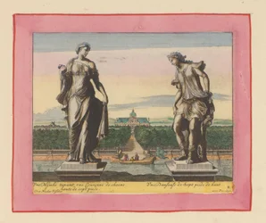 Statues of a Nymph with a Laurel Wreath and a Dancer