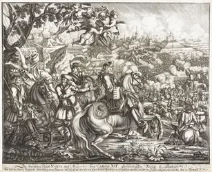The Battle of Narva on 19 November 1700