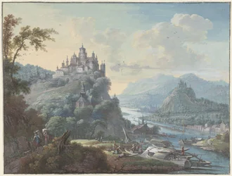 River Landscape with a City on a Hilltop