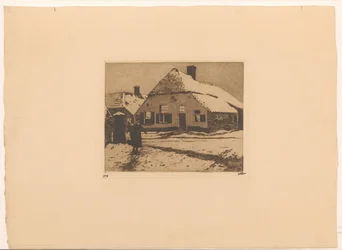 Snow-Covered Houses on a Road in Ede