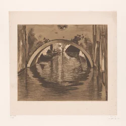 View Under a Bridge with Two Rowboats
