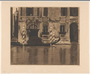 Gondola with Structure in the Grand Canal in Venice