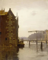 Warehouse on an Amsterdam Canal (Pakhuizen aan een Amsterdamse gracht op Uilenburg)