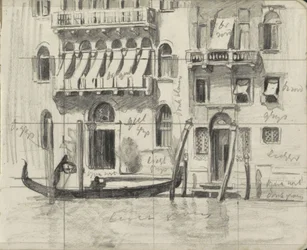 Houses with Awnings over Balconies on the Grand Canal in Venice