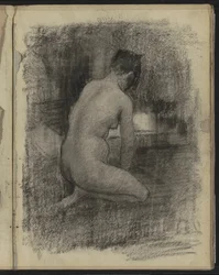 Kneeling Female Nude in an Interior