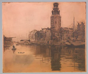 Old Schans with Montelbaanstoren and Rowboat