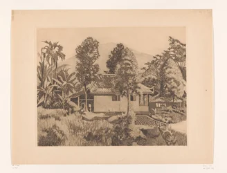 House in Bogor with a Mountain in the Background House with the Salak(?) Volcano in the Background, Buitenzorg (original title)