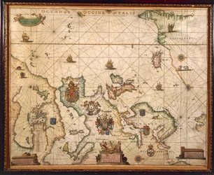 European Coast, Map on Parchment by Willem and Joan Blaeu
