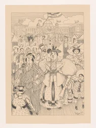 Caricatured Jewish Bathers on the Beach of Scheveningen
