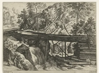 Mountain Landscape with Wooden Aqueduct