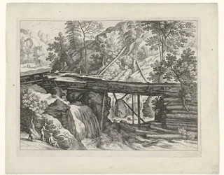 Mountain Landscape with Wooden Aqueduct