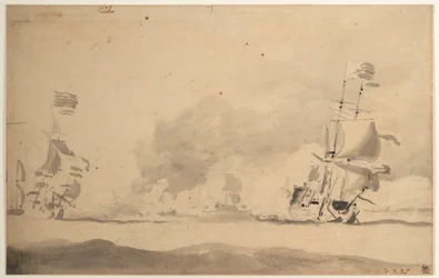 A Dutch ship in chase of an English ship