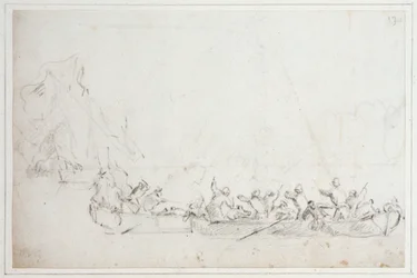 A fight in boats between Dutch or English and Barbary pirates