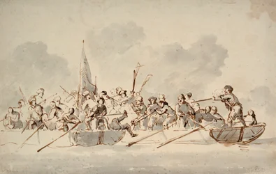 A fight in boats with Barbary pirates